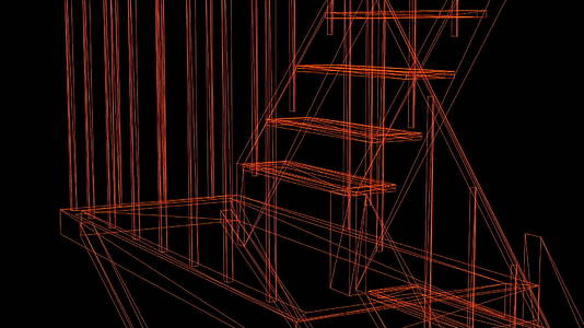 应急楼梯线框3D翻动动画视频的预览图