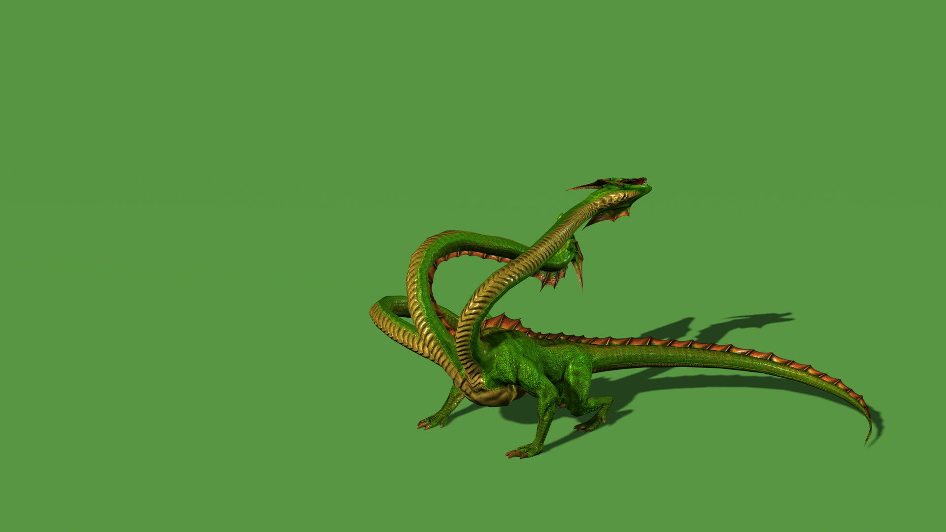 3d动画海德拉神秘的水蛇在绿屏上咆哮视频的预览图