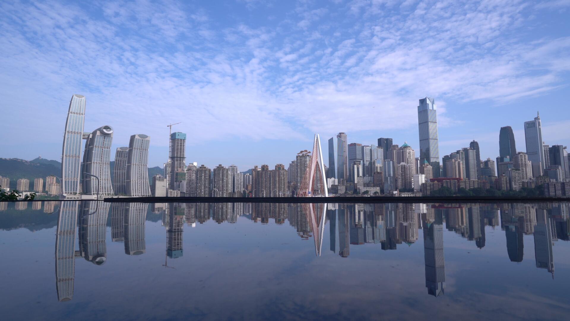 4K实拍重庆城市水中倒影视频的预览图