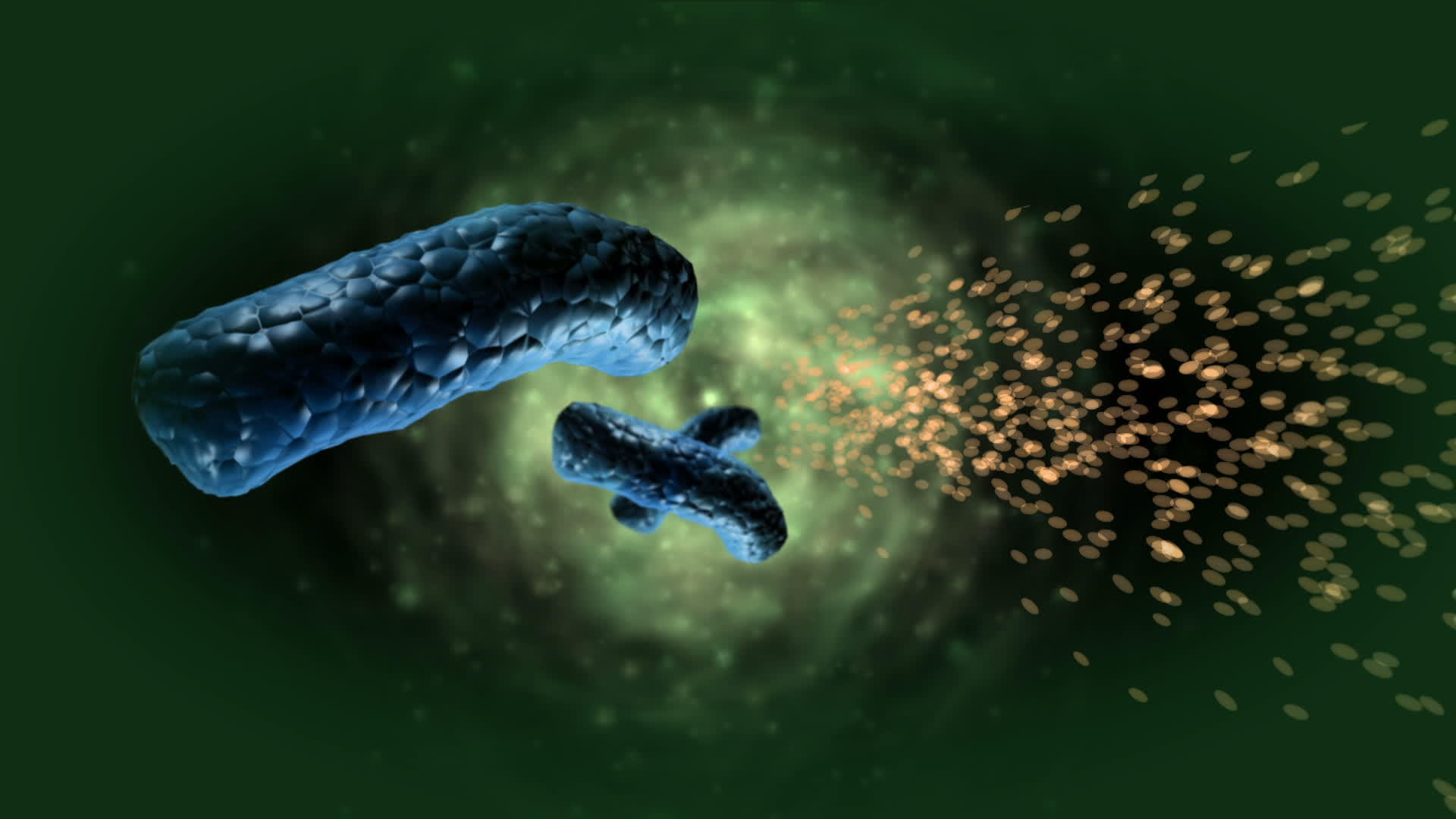 绿色屏幕上的3个癌细胞d动画视频的预览图