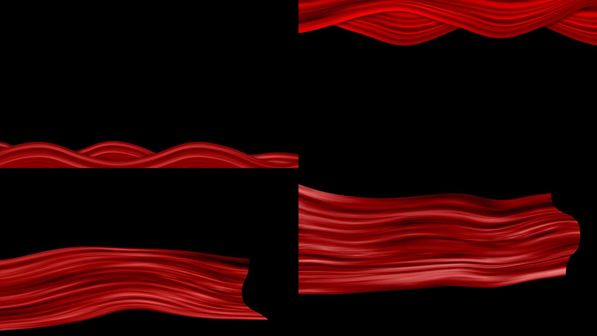 一组红色丝带屏幕视频动画通道视频的预览图