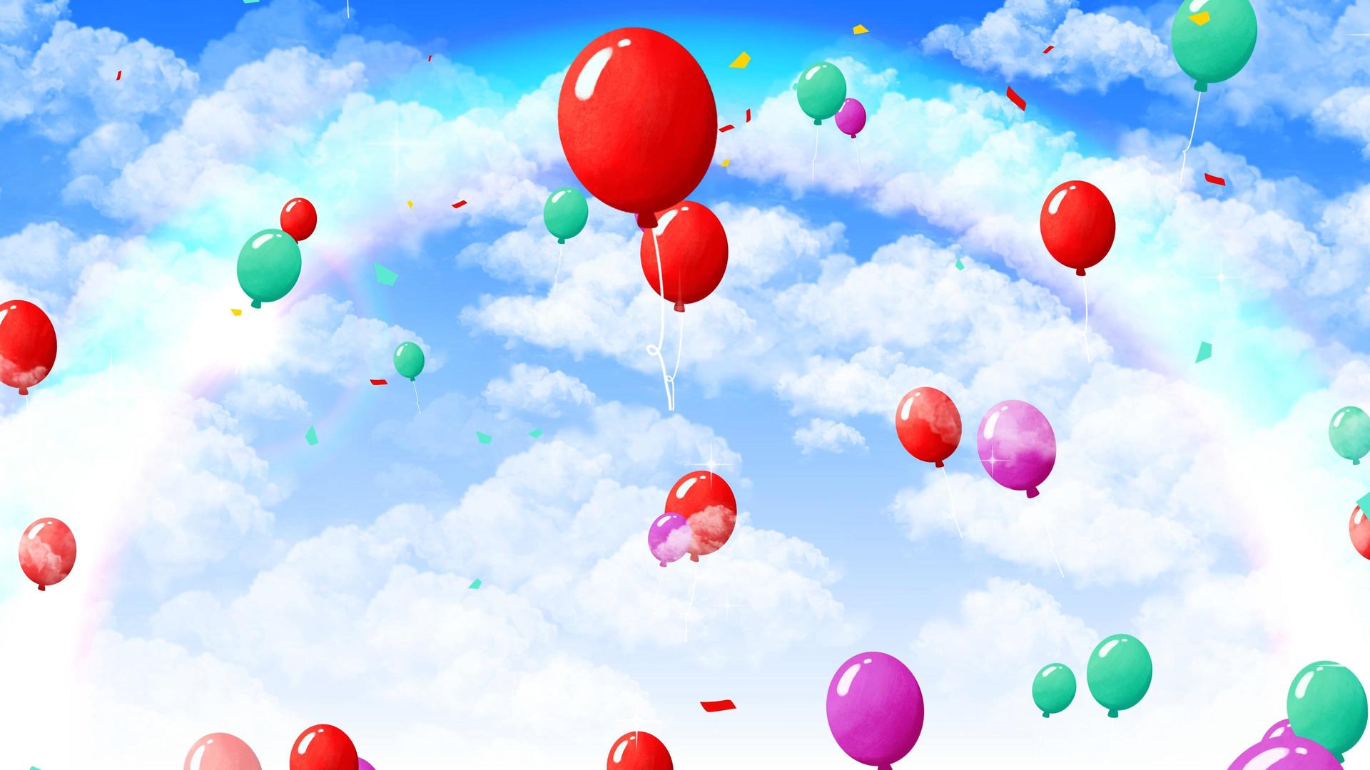 4K气球卡通儿童飘起背景素材视频的预览图