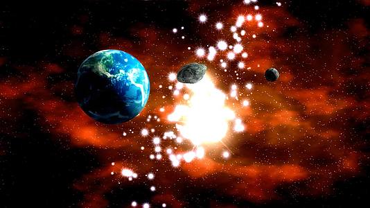 3D动画模拟小行星靠近地球视频的预览图