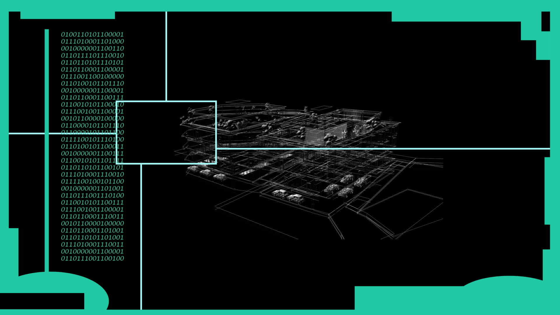 全息图风格的振动元件具有动线结构显示建筑物视频的预览图