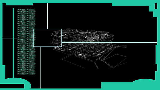 全息图风格的振动元件具有动线结构显示建筑物视频的预览图