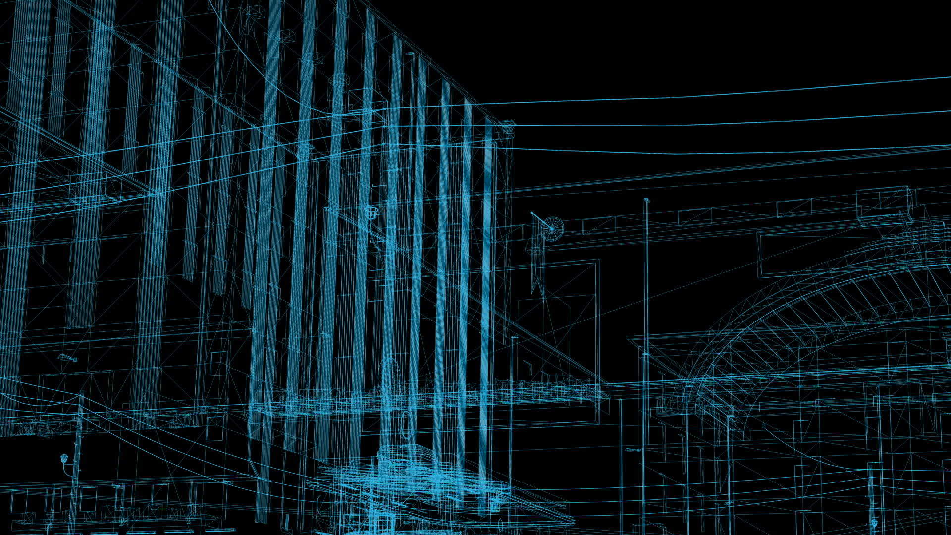 工业建筑线框架模型视频的预览图