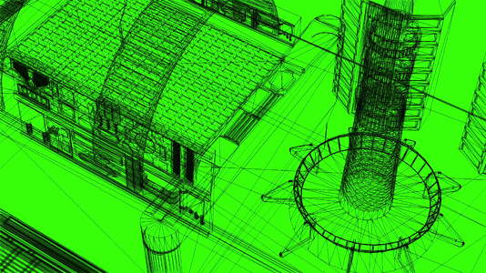 3d绿屏工业建筑电线框架模型视频的预览图