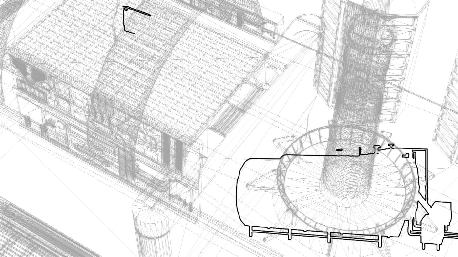 铁丝框架模型工业建筑和油罐提油大纲视频的预览图