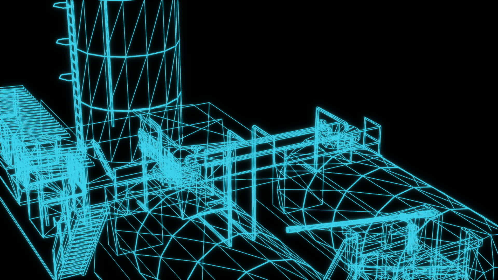 3d全息工业建筑电线框架模型视频的预览图
