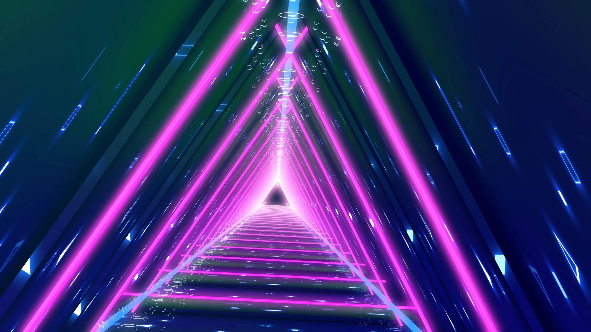 旋转发光三角形隧道穿梭视频的预览图