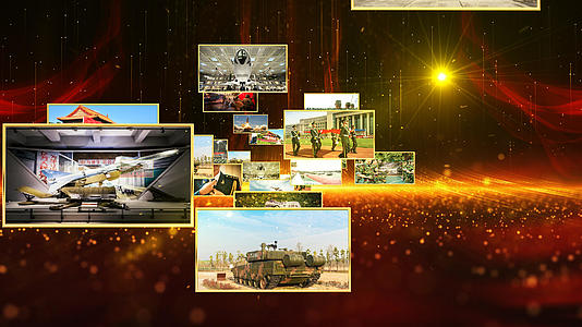 八一国防服役照片汇聚片头AE模板视频的预览图