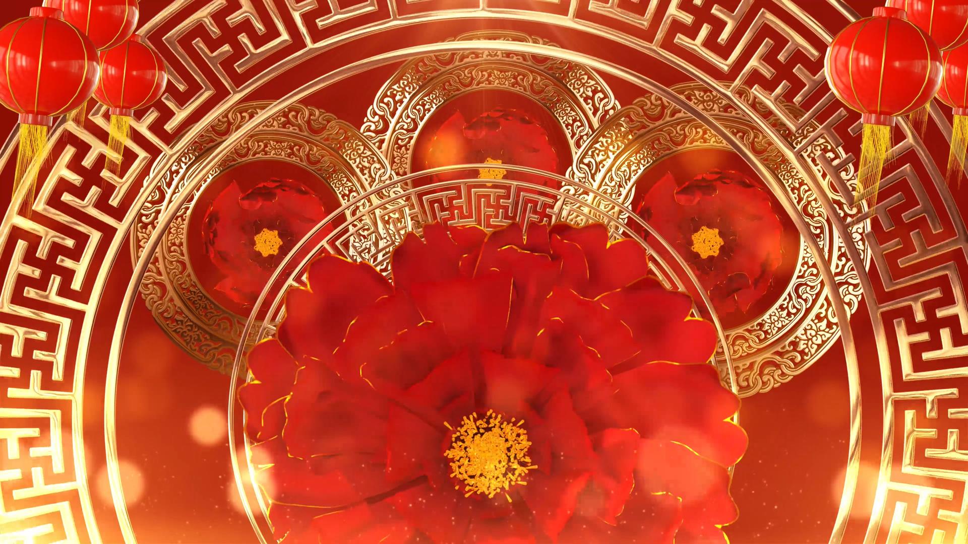 牡丹花开春节舞台背景视频的预览图