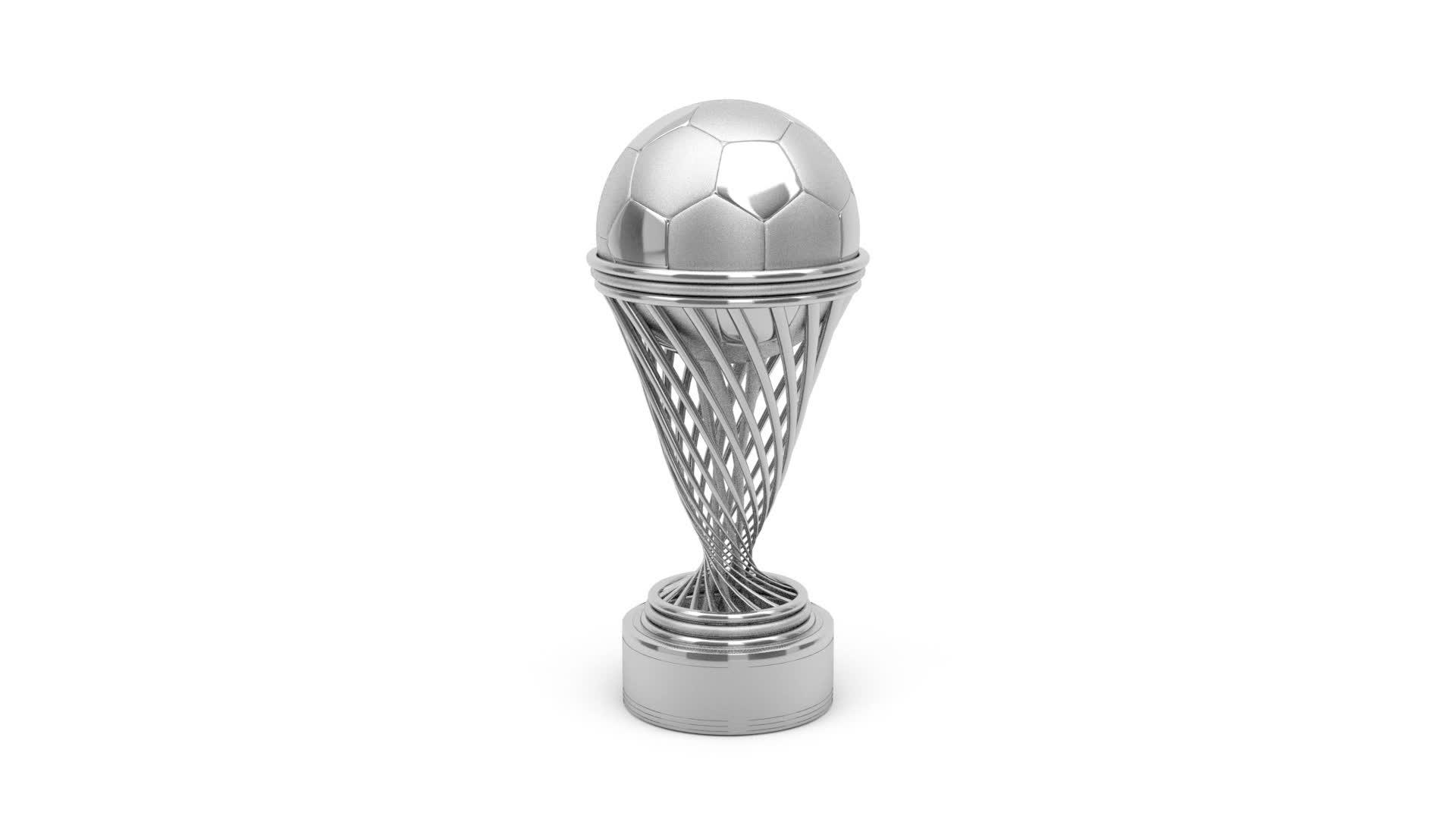 银牌足球奖杯3d模型视频的预览图