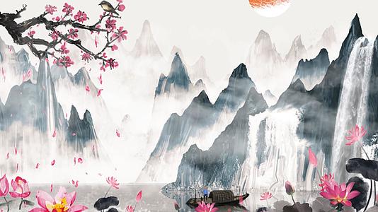 高山流水中国风水墨图视频的预览图