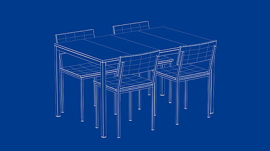 3d桌子模式和4把椅子视频的预览图