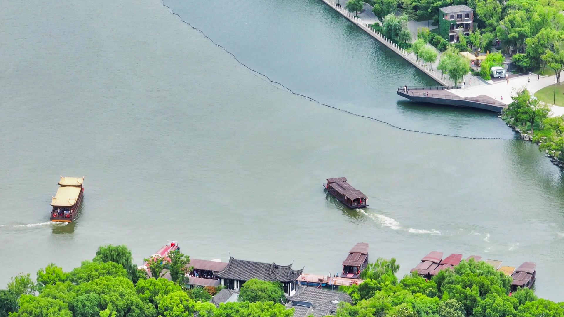 嘉兴5A景区4K航拍南湖景区观光游船视频的预览图