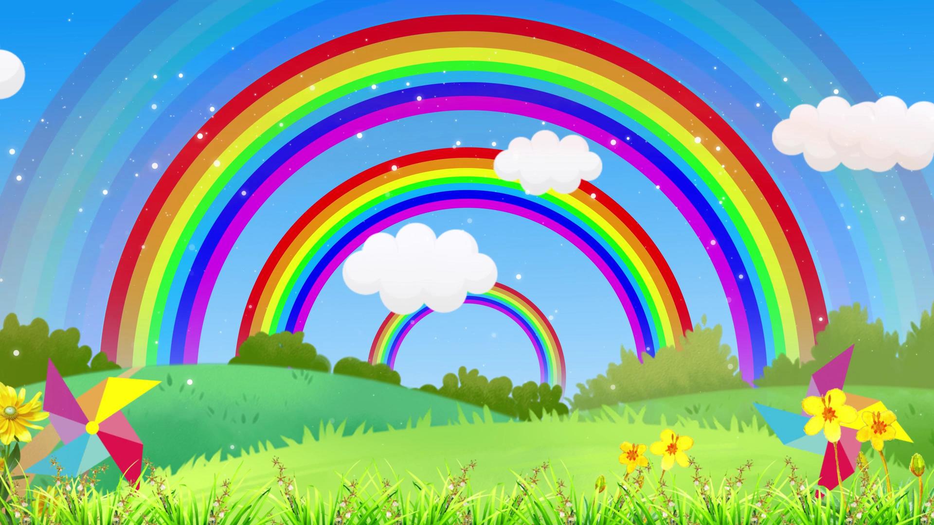 4K卡通太阳彩虹温馨背景视频的预览图