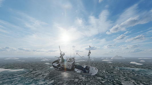被困在北极冰层的渔船相机飞过4公里视频的预览图