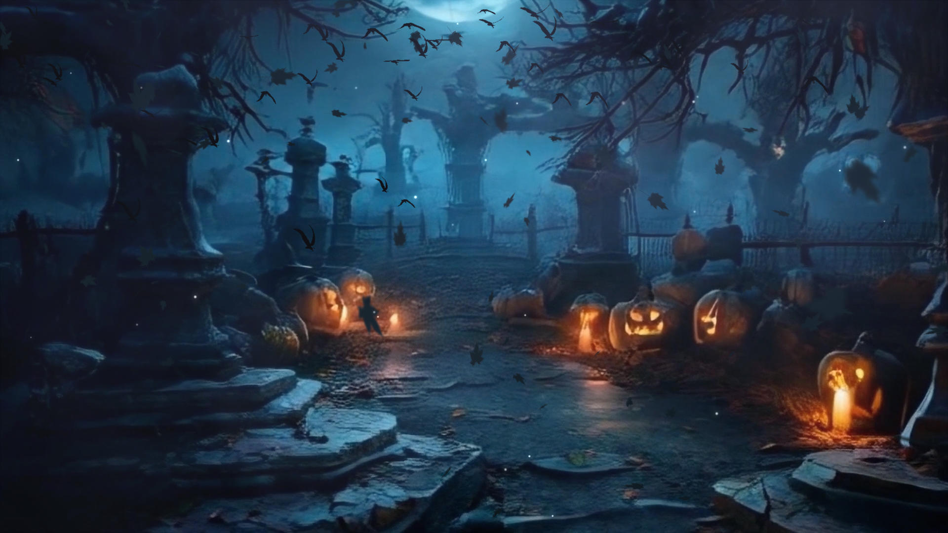 恐怖阴森万圣节场景背景视频视频的预览图