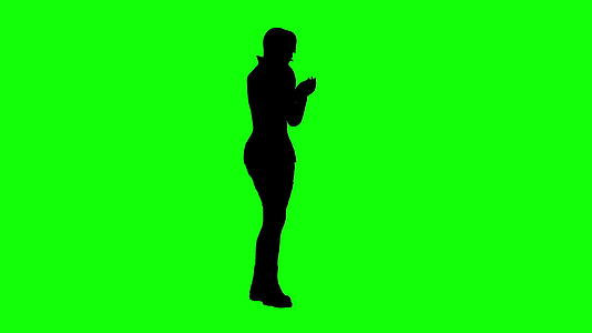 女孩动画轮廓绿屏通过电话交谈视频的预览图