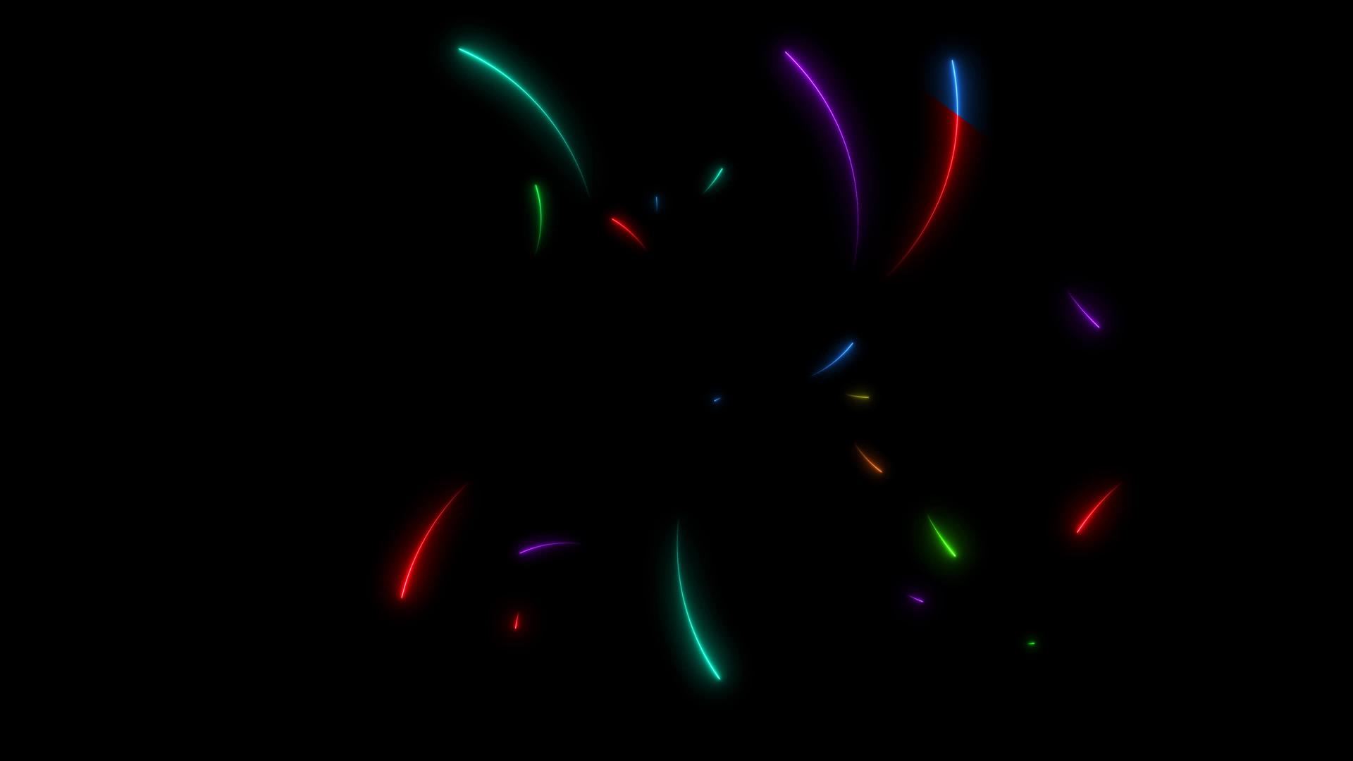 彩虹上所有的彩色射线箭在黑屏上随机坠落七次视频的预览图