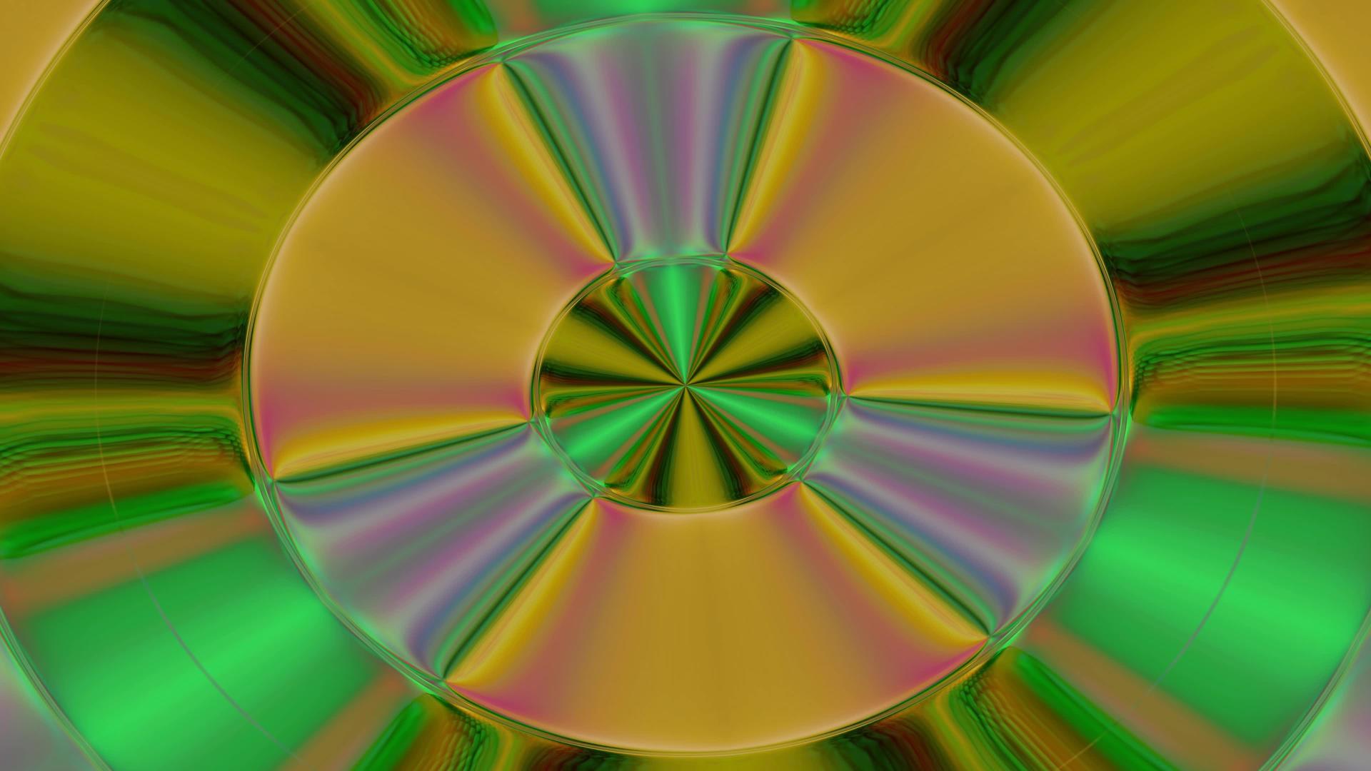 抽象的黄色绿色亮线背景与旋转磁盘视频的预览图