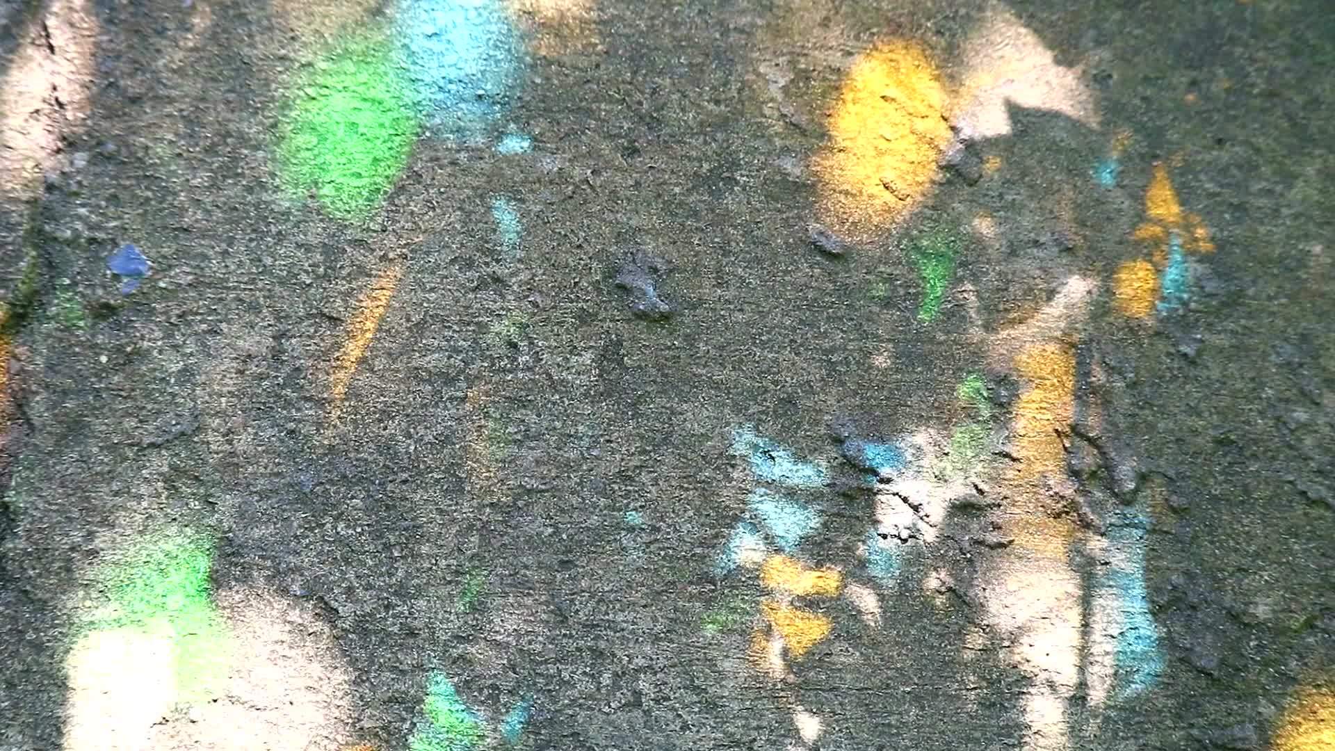 从彩色玻璃和花园叶子的阴影1反射到地板上的光线视频的预览图