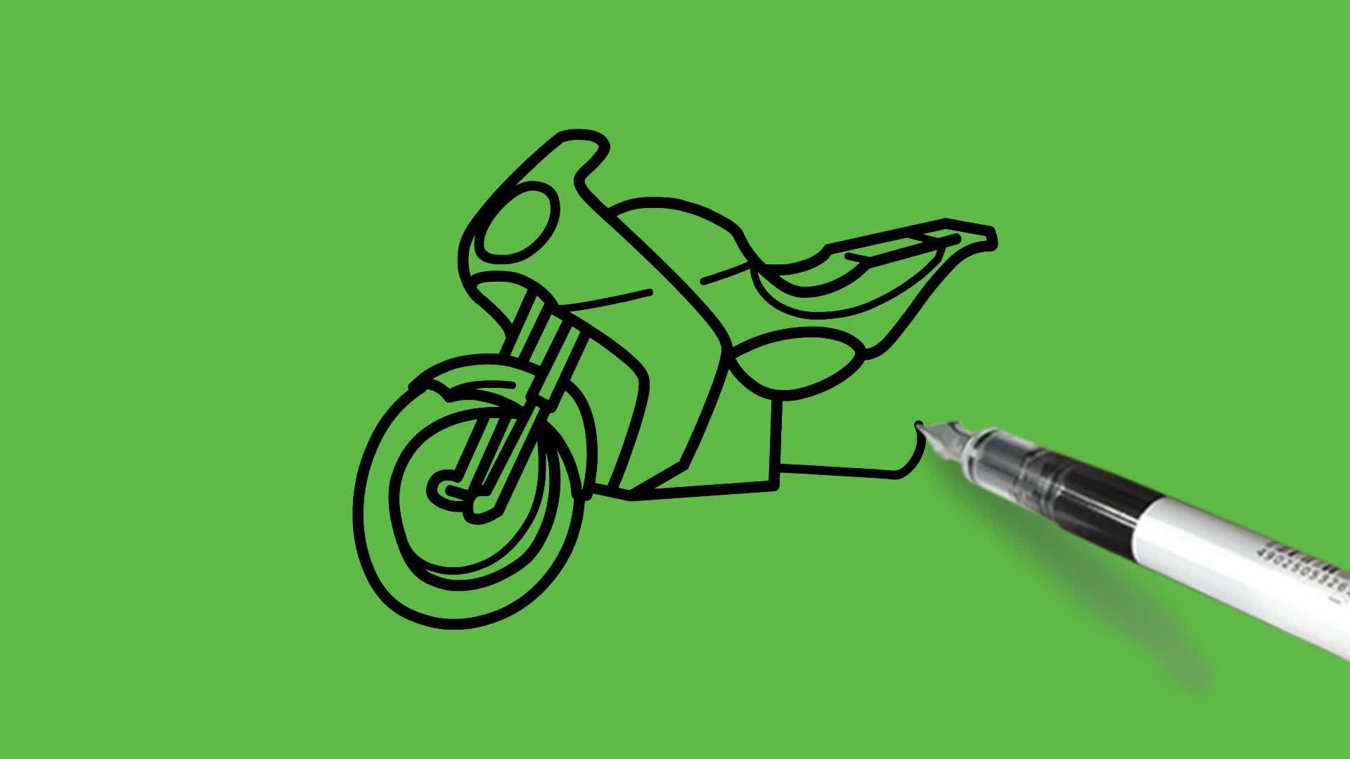 在抽象的绿色背景上画出黑色和蓝色的运动自行车视频的预览图