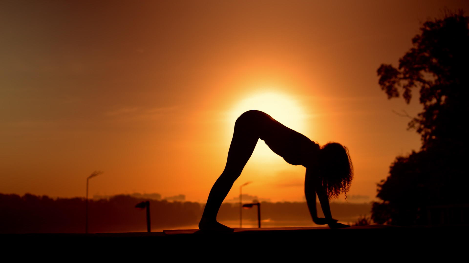 女性日出瑜伽姿势视频的预览图