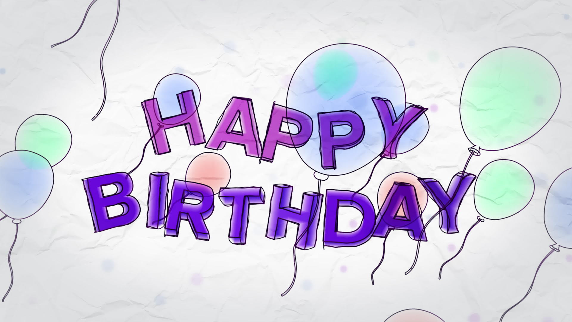 生日快乐动画4k带飞气球运动图形视频的预览图