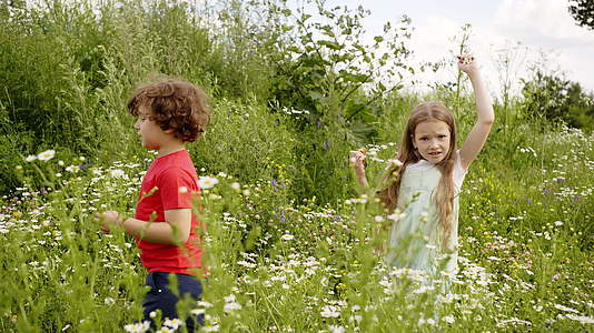 愤怒的十几岁的女孩在高草原上行走视频的预览图