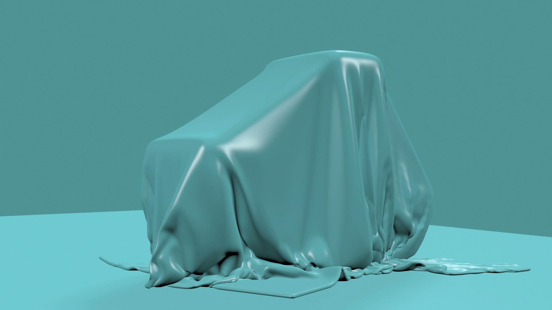 3d动画蓝色织物的形状落下覆盖着神秘的物体视频的预览图
