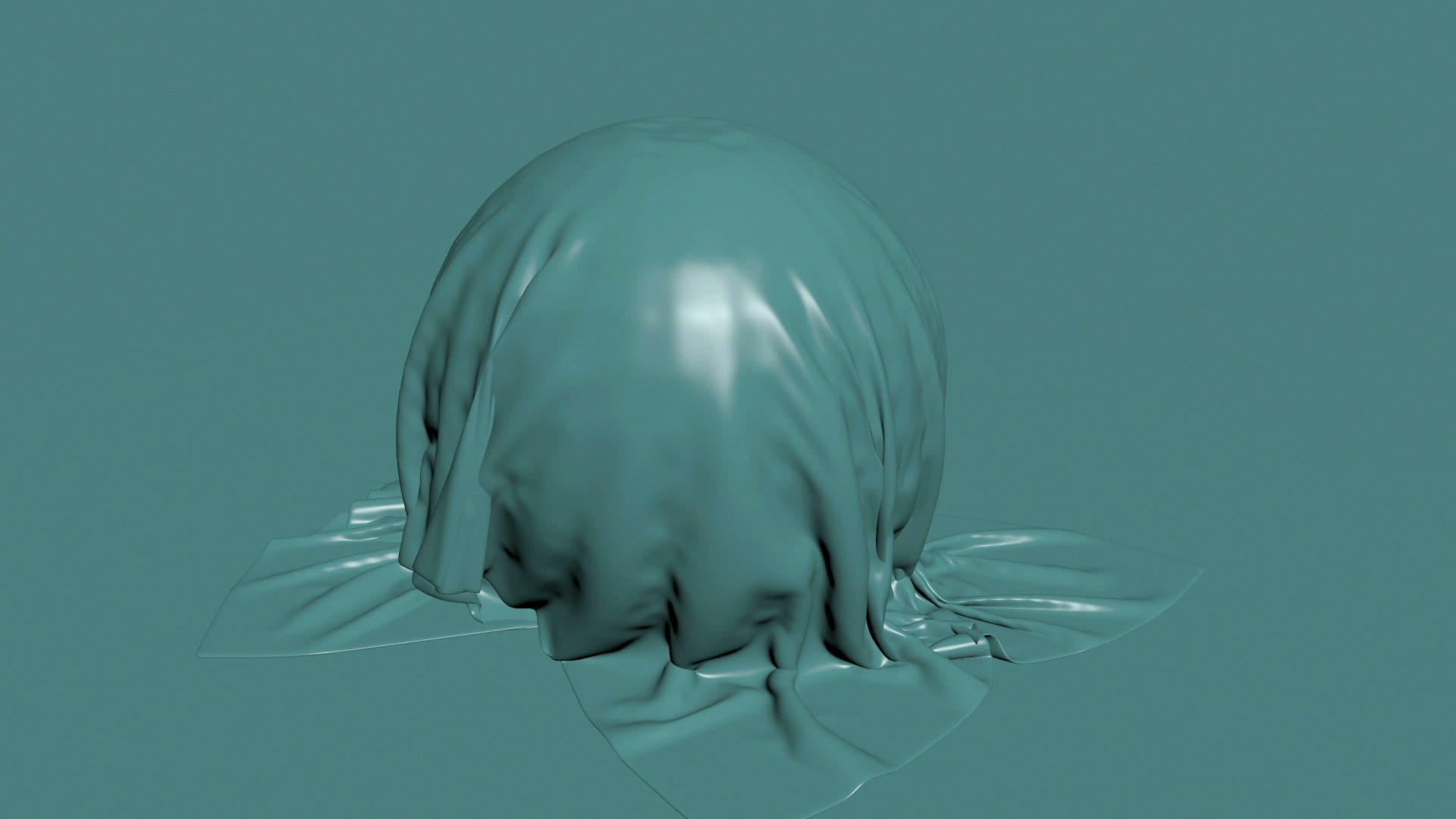 3d动画蓝色织物掉落并覆盖神秘物体视频的预览图