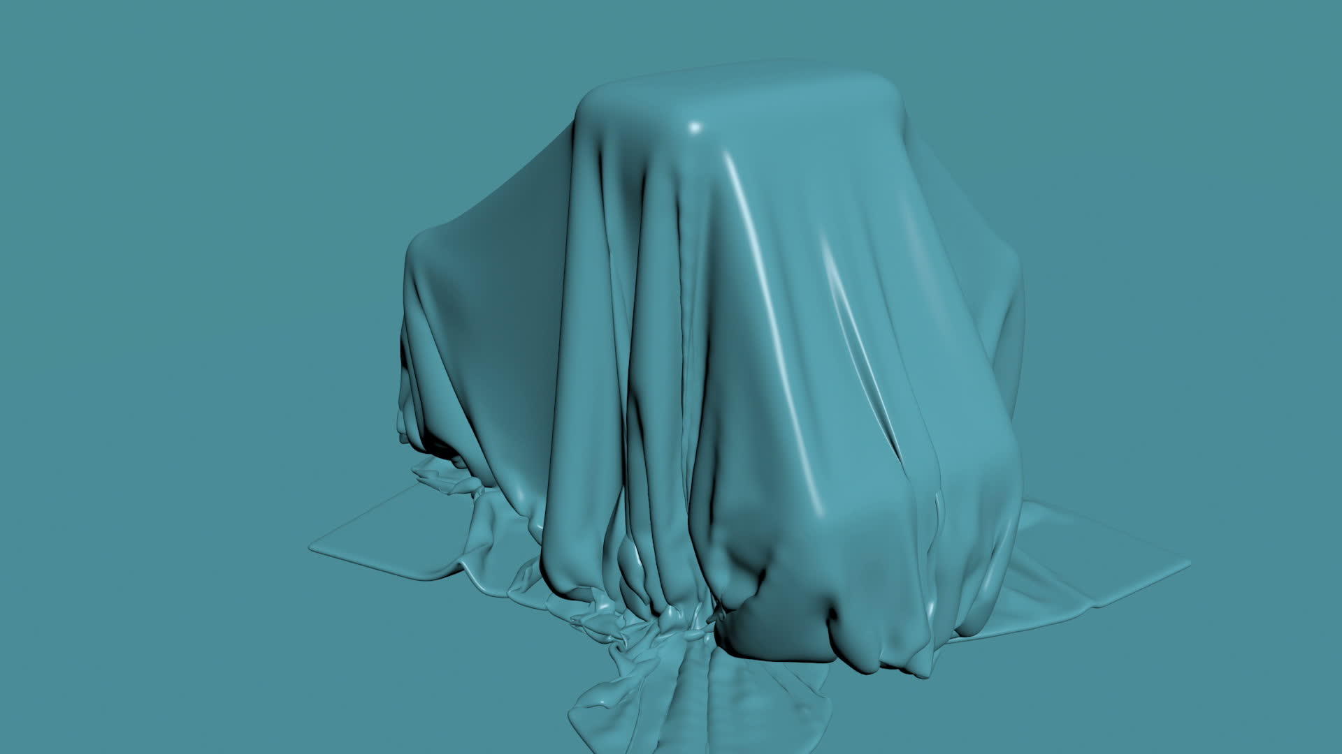 3d动画蓝色织物的造型坠落并覆盖神秘物体视频的预览图