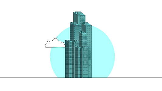 摩天大楼的平面卡通风格视频的预览图