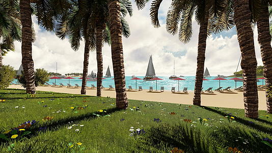 海滩和海船的视图视频的预览图