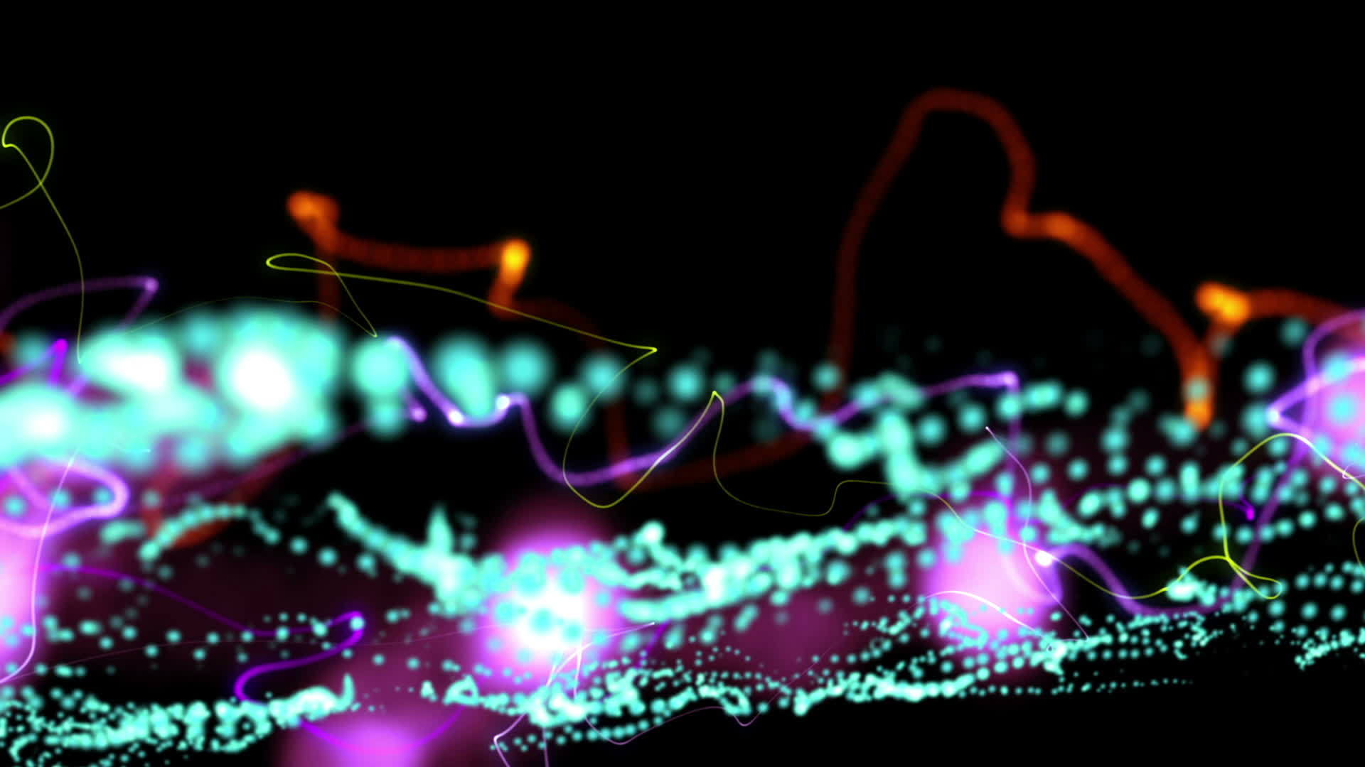 3d扭曲粒子串和光点的背景视频的预览图