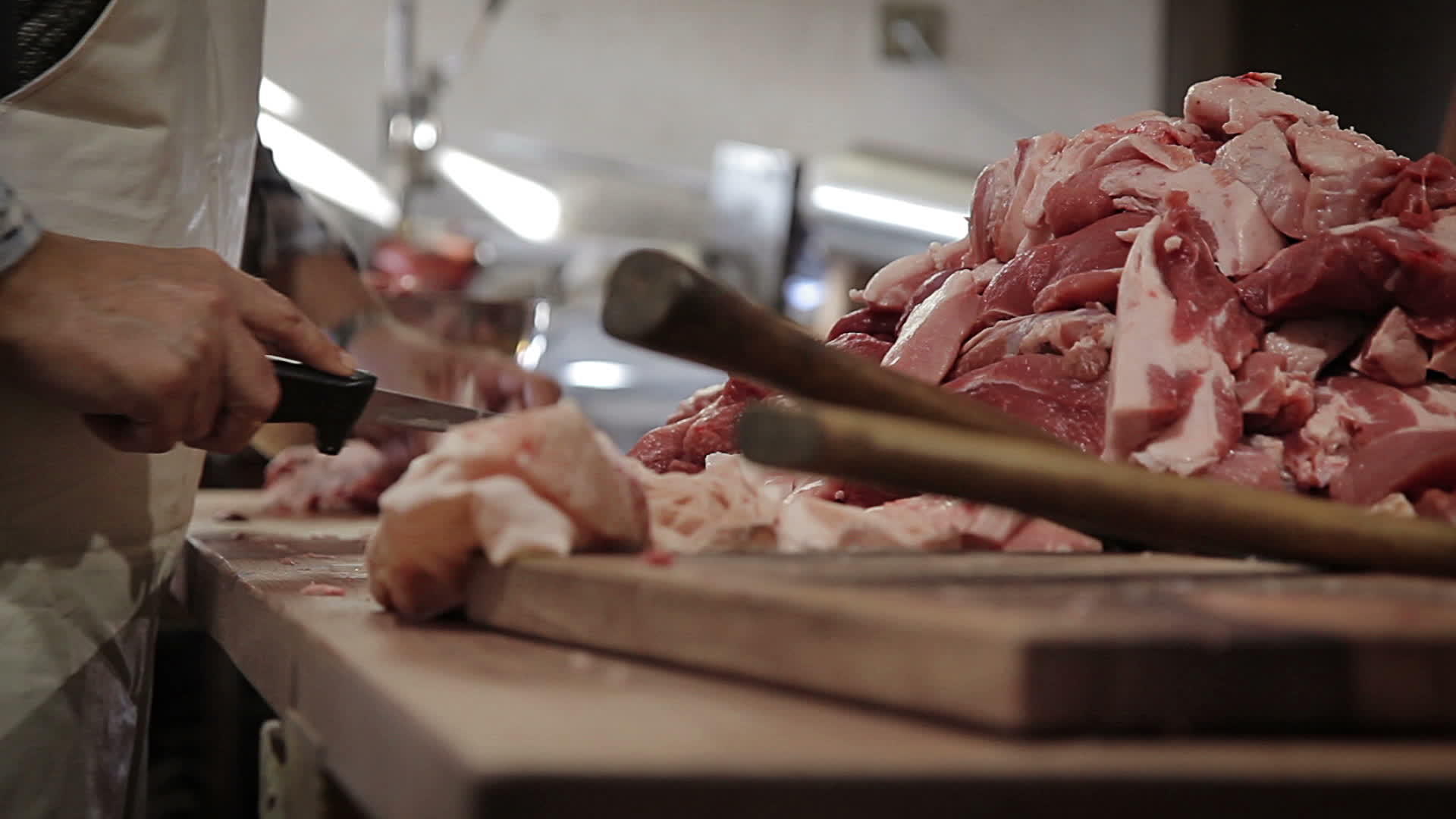 猪肉生肉切肉视频的预览图