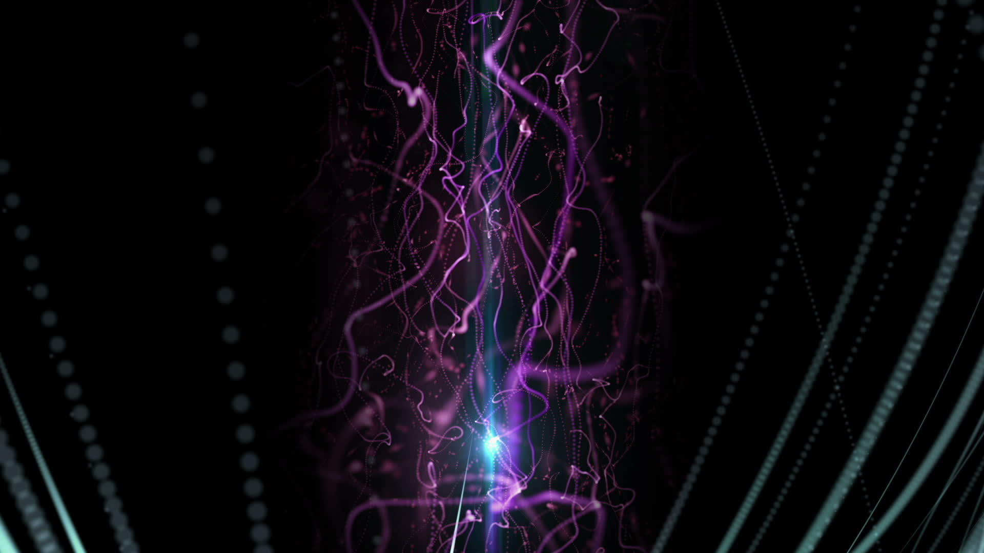 3d背景背景与扭曲的粒子串和光点视频的预览图