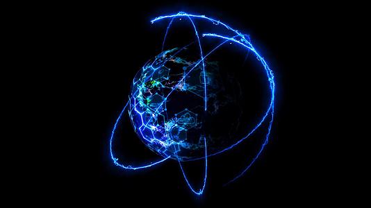 安全未来智能数字核心和原子旋转由六线蓝色雷电无限能量视频的预览图