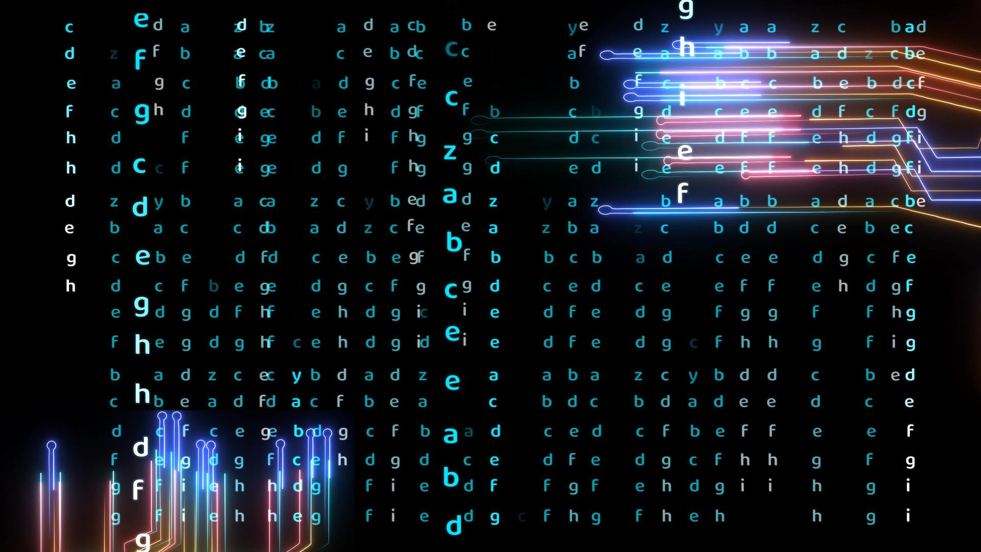 未来大数据和字母矩阵背景的高速传输视频的预览图