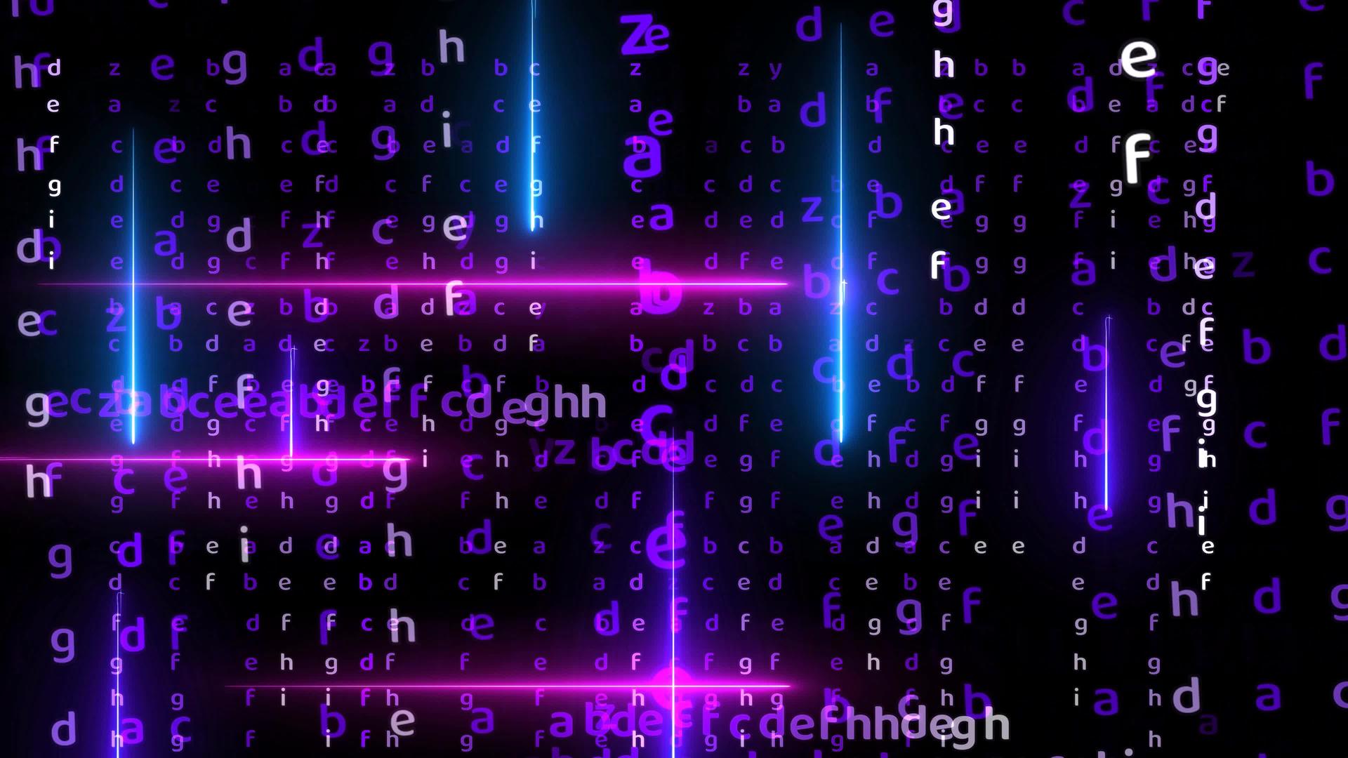 矩阵彩虹字母垂直和水平与红蓝和紫色激光抽象光视频的预览图