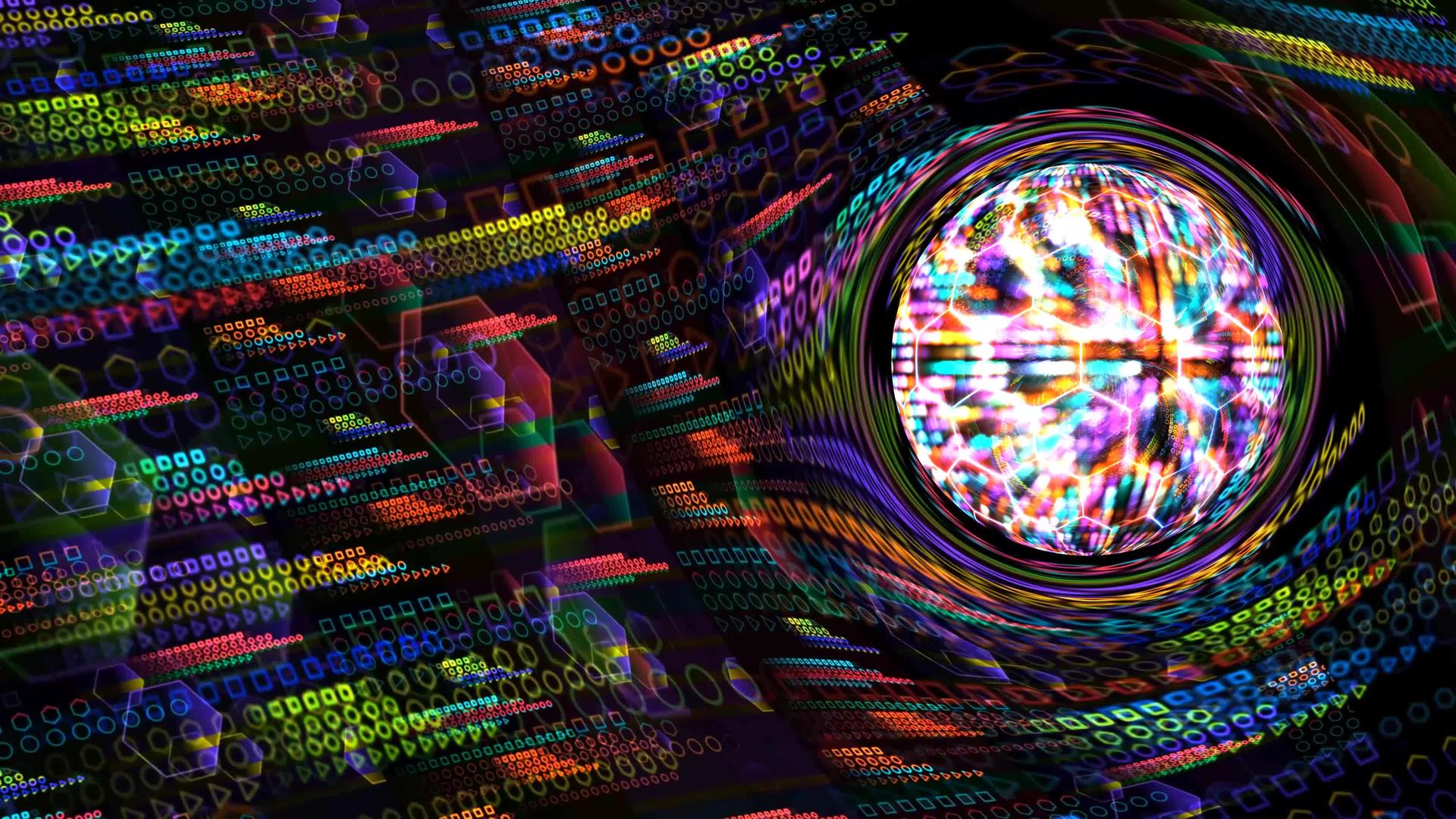 量子大质量重力浅蓝色核心和未来计算机动画抽象背景和视频的预览图