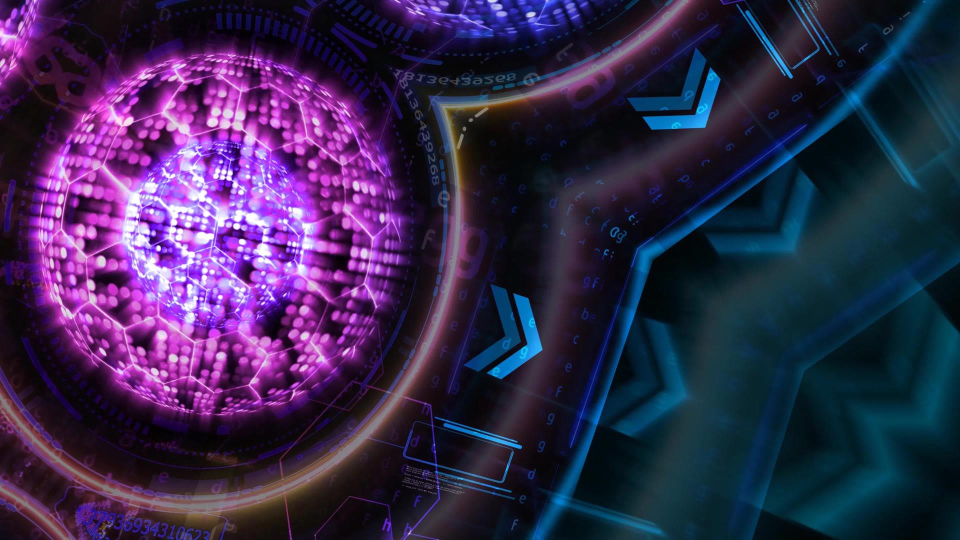 反射核心百万聚光灯和六角线量子未来计算机技术视频的预览图