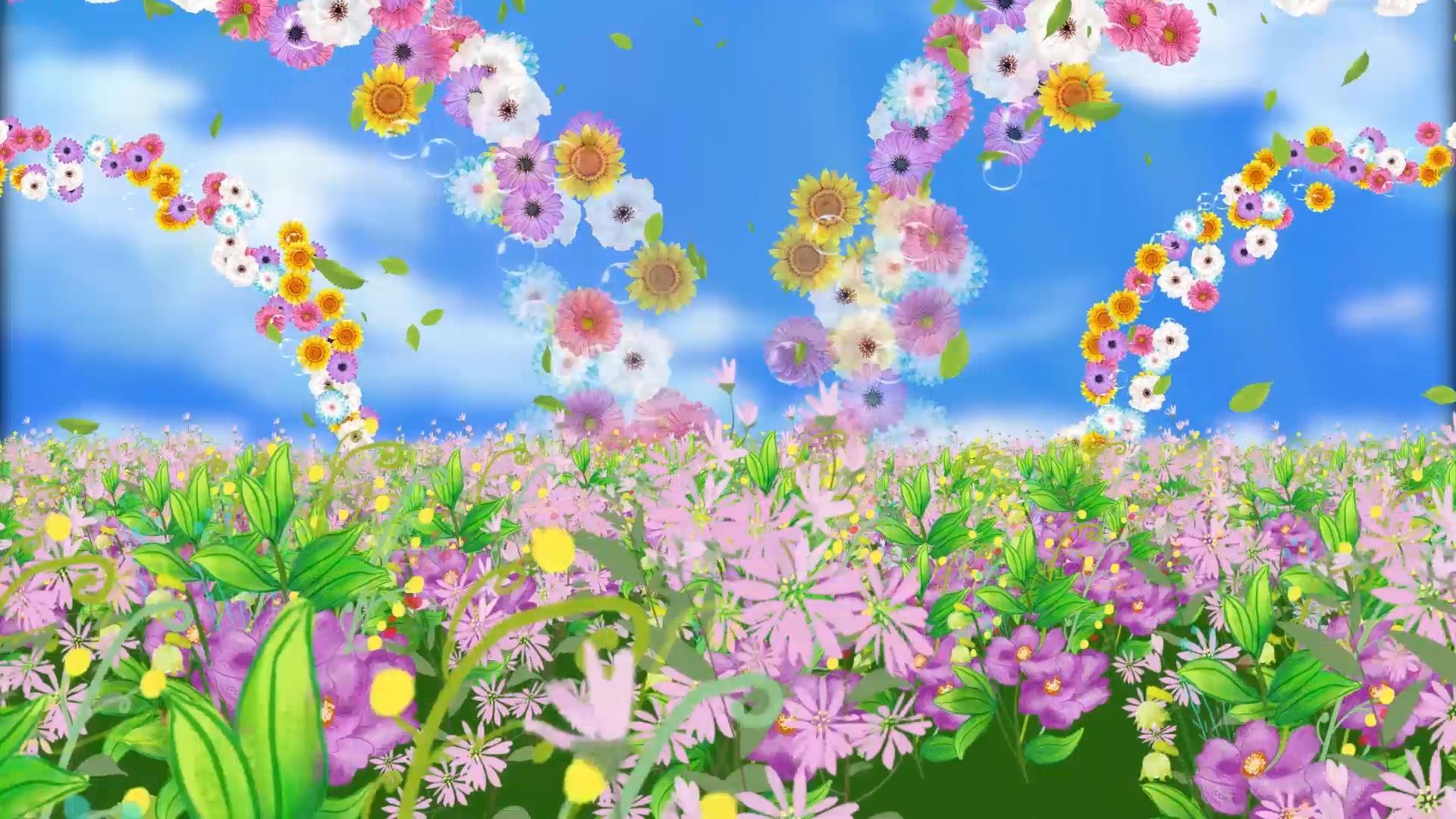 温馨动态唯美花海粒子花朵旋转视频背景素材视频的预览图