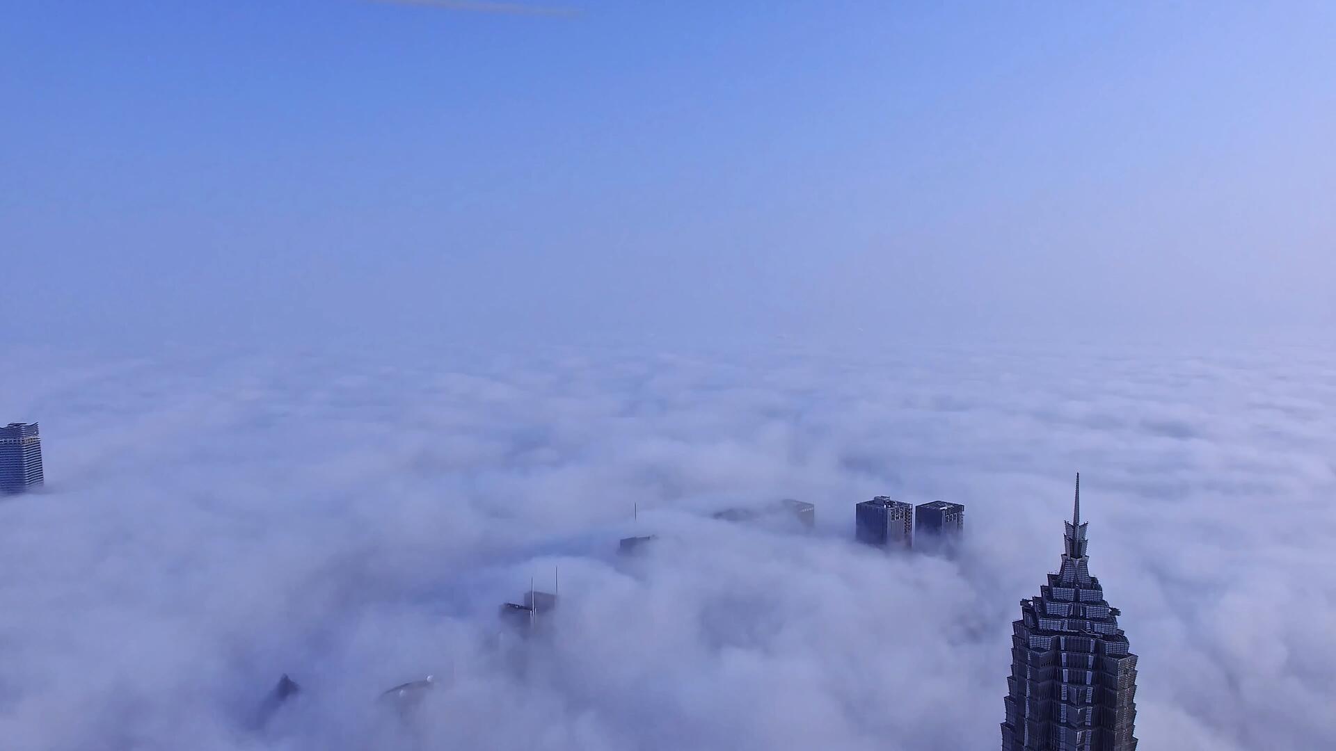 上海陆家嘴金茂大厦穿云航拍视频的预览图