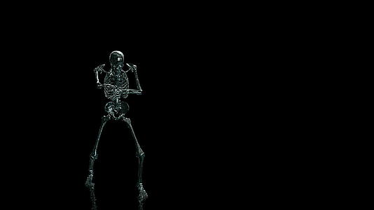 3d骷髅在黑地板上跳舞视频的预览图