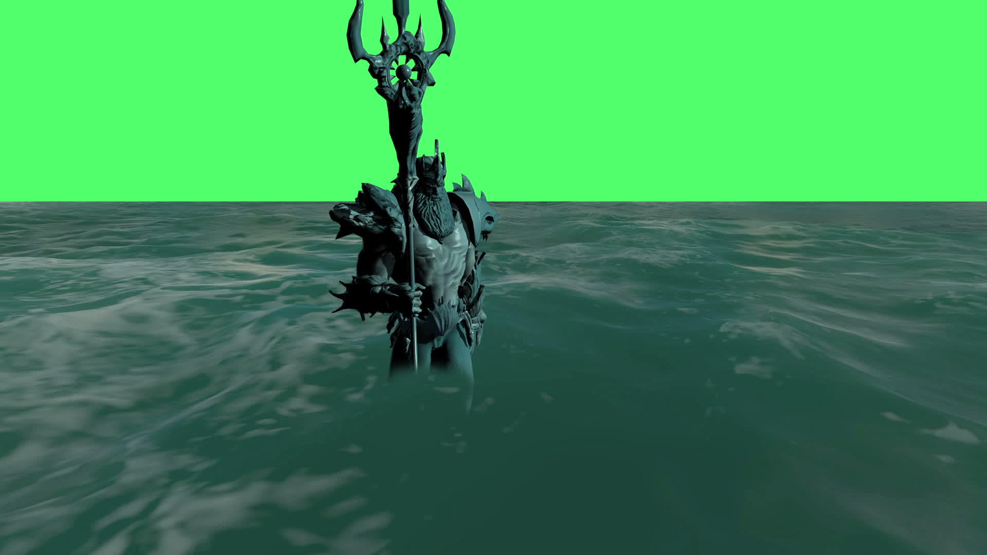 绿幕动画海王在海上视频的预览图