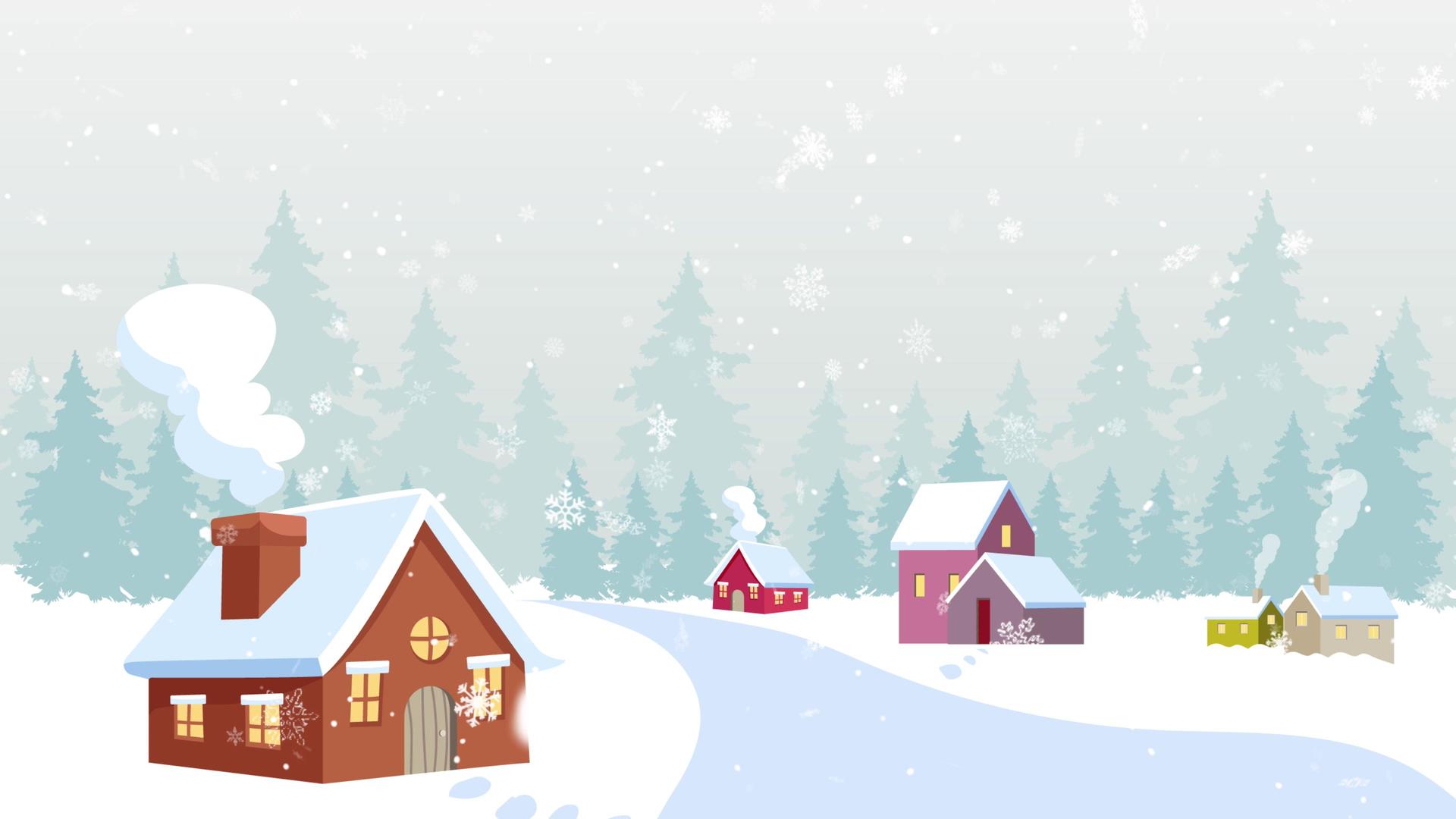4K圣诞节冬季下雪雪花飘飘舞台背景视频视频的预览图