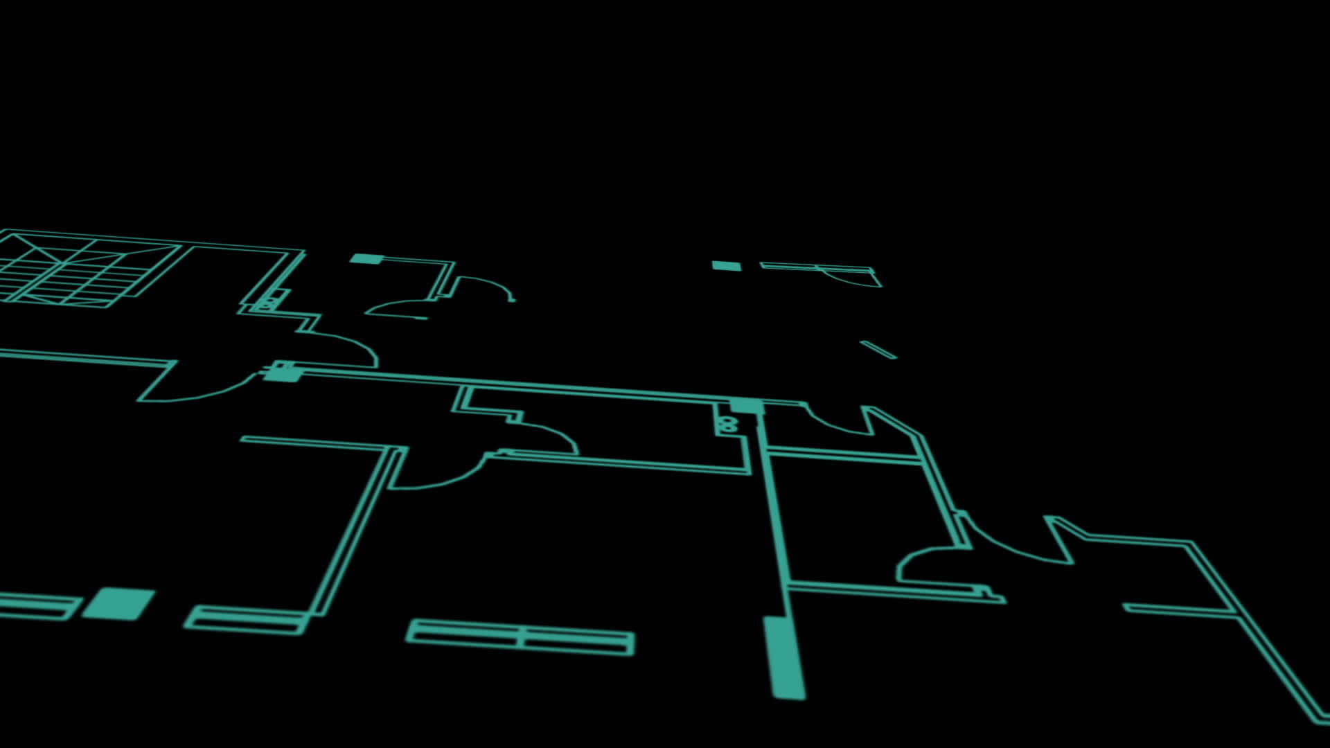 建筑物的抽象建筑结构背景规划蓝图和电线框架模型视频的预览图